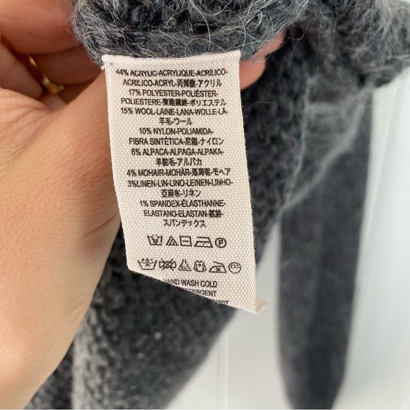 Free People Sweater Gray Knit Sz. Small Baltic Fair Isle Boatneck Bishop Sleeve - Picture 9 of 13